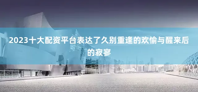 2023十大配资平台表达了久别重逢的欢愉与醒来后的寂寥